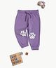 bontots Organic Cotton Knit Paws Printed Joggers - Lavender