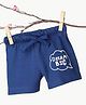 bontots Organic Cotton Knit Dream Big Text Printed Shorts - Blue