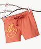 bontots Organic Cotton Knit Be Happy Text Printed Shorts - Orange