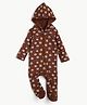 bontots Organic Cotton Knit Full Sleeves Animals Printed Footed Sleepsuit - Brown