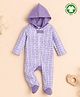 bontots Organic Cotton Knit Full Sleeves Abstract Printed Footed Sleepsuit - Lavender
