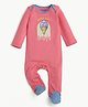bontots Organic Cotton Knit Full Sleeves Chill Out Text Printed Footed Sleepsuit - Pink