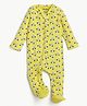bontots Organic Cotton Knit Full Sleeves Cars Printed Footed Sleepsuit - Yellow