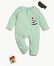 bontots Organic Cotton Knit Full Sleeves Light House Printed Footed Sleepsuit - Green