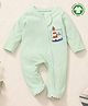 bontots Organic Cotton Knit Full Sleeves Light House Printed Footed Sleepsuit - Green