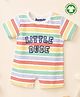 bontots Organic Cotton Knit Half Sleeves Little Dude Text & Striped Romper - Multi  Colour