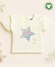 bontots Organic Cotton Knit Half   Sleeves Star Printed Tee - Cream