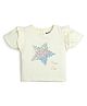 bontots Organic Cotton Knit Half   Sleeves Star Printed Tee - Cream