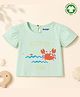 bontots Organic Cotton Knit Half Sleeves Crab Printed Tee - Green