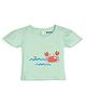 bontots Organic Cotton Knit Half Sleeves Crab Printed Tee - Green