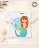 bontots Organic Cotton Knit Half Sleeves Mermaid Printed Tee - White