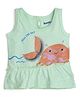 bontots Organic Cotton Knit Sleeveless Crab Printed Top - Green