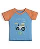 bontots Organic Cotton Knit Half Sleeves Tractor Printed Tee - Blue & Orange