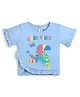bontots Organic Cotton Knit Half Sleeves Good Vibe Text Printed Tee - Blue