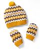 Babyhug Cotton Sweater Knit Woollen Cap & Mittens Mustard - Diameter 15 cm