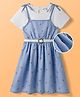 Hola Bonita Woven Half Sleeves Striped Dress with Cherry Print & Belt - Multicolor