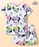 Babyhug Disney Single Jersey Knit Half Sleeves T-Shirt & Shorts Co-ords Night Suit with Minnie Mouse Graphics - White
