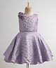 Blabber Sleeveless Stone Embellished Bow & Floral Applique Detailed  & Clover Embroidered Knee Length Dress - Light Purple