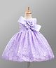 Blabber Sleeveless Sequins Stone & Pearl Embellished Bow & Floral Applique Detailed Knee Length Dress  - Lavender