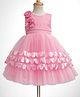 Blabber Sleeveless Floral Applique Detailed Knee Length Layered Dress - Pink