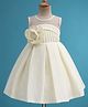 Blabber Sleeveless Floral Applique Detailed Knee Length Pleated Dress - Off White
