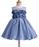 Blabber Sleeveless Pearl Embellished Floral Applique Detailed Knee Length Dress - Blue