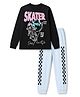 Primo Gino Boys 100% Cotton Knit Full Sleeves T-Shirt & Pyjama Night Suit with Skater Print - Black