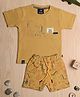 CRUNCHY NACHOS Knitted Half Sleeves Animals Printed Tee & Short Set - Mustard