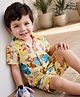 Babyhug Disney 100% Cotton Knit Half Sleeves Co-Ords Shirt & Shorts Night Suit With Winnie & Friends Print - Yellow