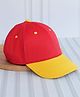 Dukiekooky Cotton Colour Blocked Baseball Cap - Red & Yellow - Circumference 51 Cm
