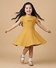 BYB Premium Cotton Knit Half Sleeves Believe The Best Text Printed Dress - Yellow