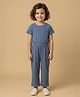 BYB Premium Cotton Knit Half Sleeves Solid Jumpsuit - Blue
