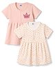 Ben Benny Interlock Knit Half Sleeves Floral Printed Frocks Pack Of 2 - Multicolor