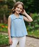 Lei-Chie Cotton Woven Sleeveless Stones Embellished Top - Blue