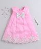 Many frocks & Net Woven Sleeveless Floral Lace Embellished Bow Applique Detailed Dress - Pink