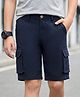 Pine Kids Cotton Elastane Woven Above Knee Length Solid Shorts - Navy Blue