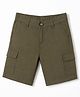 Pine Kids Cotton Elastane Woven Above Knee Length Solid Shorts - Olive Green