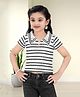 Lei-Chie Knit Half Sleeves Striped Tee - White