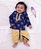 KID1 Cotton Woven Full Sleeves Floral Printed Kurta & Dhoti Set - Blue