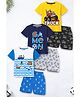 Trampoline Cotton Blend Knit Pack Of 3 Half Sleeves Monster Truck & Beach Theme Printed Tee & Shorts Set - Multi Colour