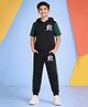 Trampoline Cotton Blend Knit Half Sleeves 87 Number Printed Hooded Tee & Joggers Set - Green & Black