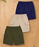 Trampoline Cotton Blend Knit Pack Of 3 Solid Cargo Shorts - Beige Blue & Green