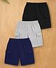 Trampoline Cotton Blend Knit Pack Of 3 Solid Cargo Shorts - Grey Blue & Black