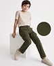Pine Kids Cotton Elastane Woven Full Length Trousers in Olive Green