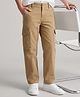 Pine Kids Cotton Elastane Woven Full Length Solid Color Trouser with Cargo Pockets - Beige