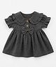 Spool Junior Cotton Woven Half Sleeves Bow Applique Detailed Dress - Dark Grey