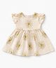 Spool Junior Linen Woven Cap Sleeves Floral Embroidered Dress - Cream
