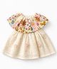 Spool Junior Cotton Woven Cap Sleeves Floral Printed & Pearl Embellished Applique Detailed Dress - Cream