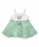 Spool Junior Satin Woven Sleeveless Shimmer Detailed & Colour Blocked & Beads Embellished Floral Applique Detailed Dress - Pista Green