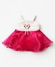 Spool Junior Satin Woven Sleeveless Shimmer Detailed & Colour Blocked & Beads Embellished Floral Applique Detailed Dress - Pink